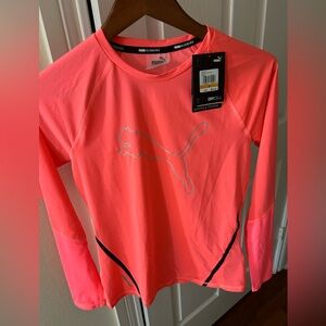 NWT Puma Runner ID Women's Long Sleeve Drycell Tee Top w/ Mesh in Ignite S